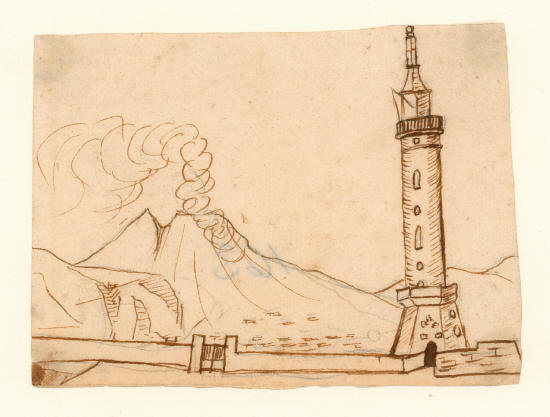 Х.К. Андерсен. Везувий виден с Неаполитанского моста. Неаполь, Италия. 1834 год