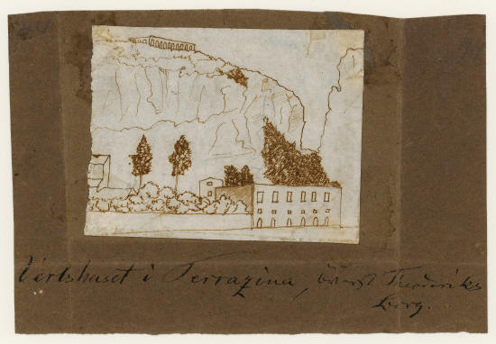 Х.К. Андерсен. Вертшусет в Терразине, на вершине замка Теодерик. Терразина, Италия, 1834 год