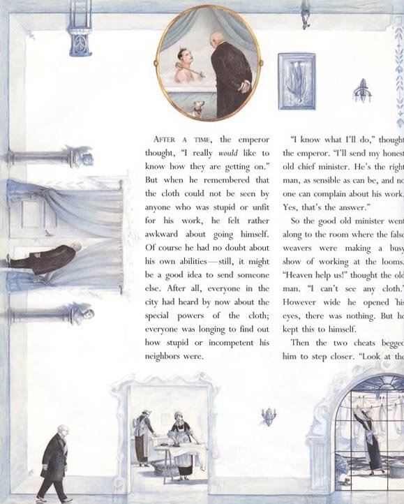 Иллюстрации Анджелы Барретт к сказке «Новое платье короля»