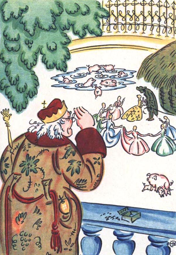 Иллюстрации Мстислава Добужинского к сказке «Свинопас»