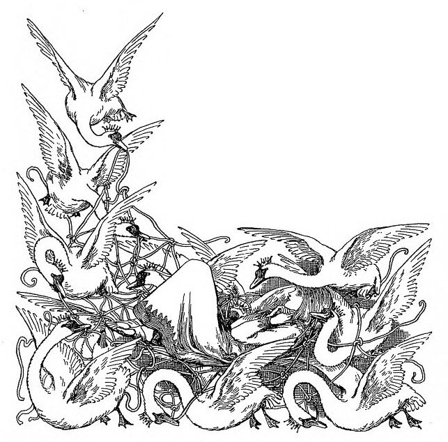 Иллюстрации Хелен Стрэттон к сказке «Дикие лебеди»