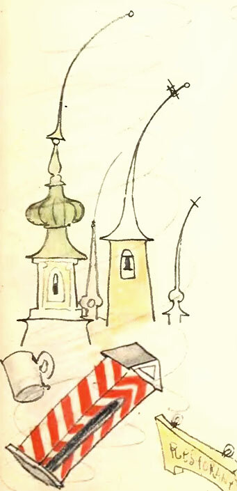 Иллюстрации Анатолия Кокорина к сказке «Как буря перевесила вывески»