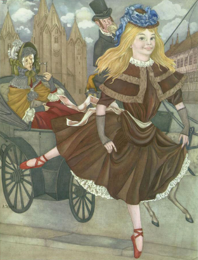 Иллюстрации Адриенны Сегур к сказке «Красные башмачки»