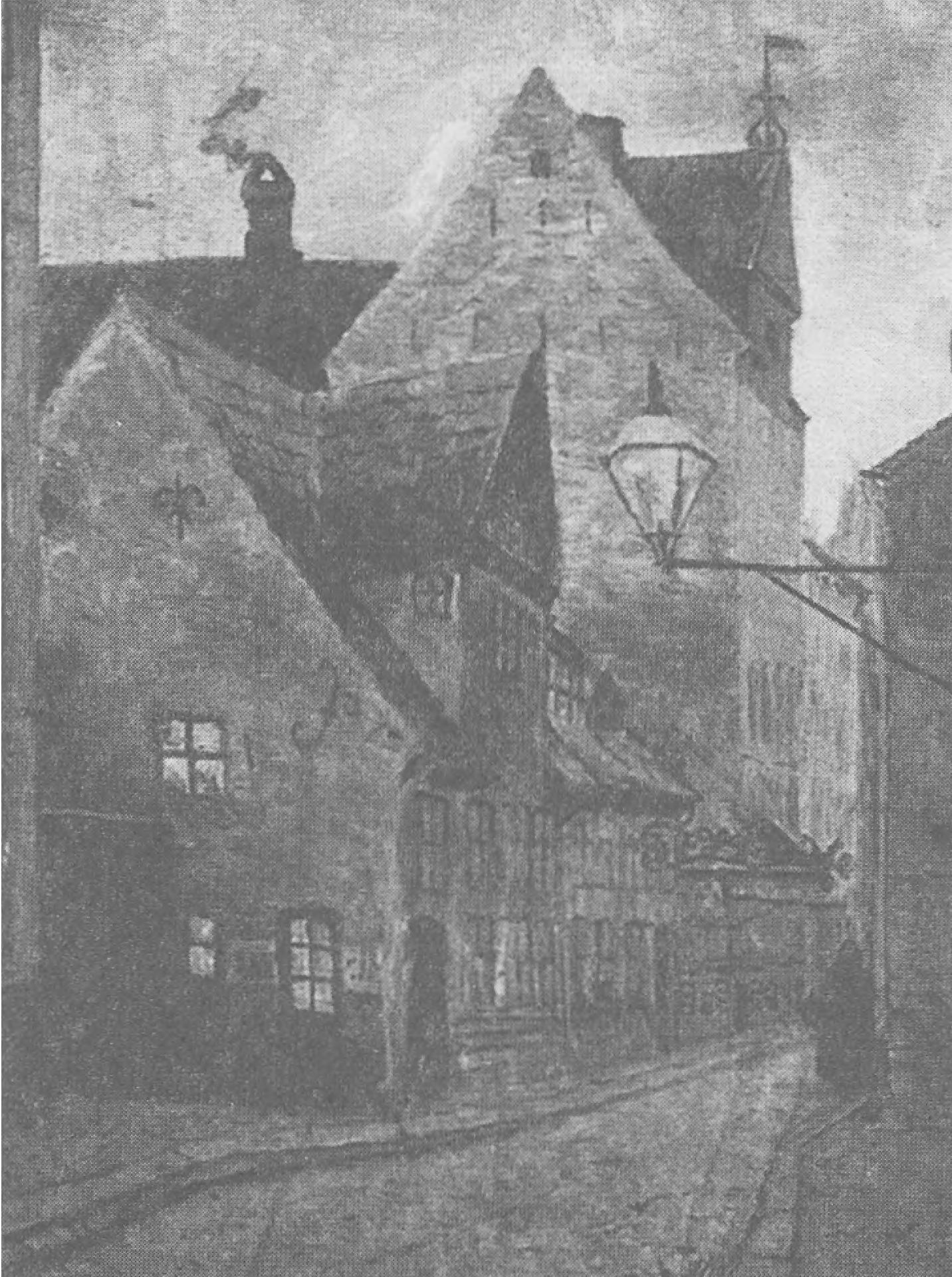 Улица Улькегаде в Копенгагене — здесь Х.К. Андерсен жил в 1819 году. Работа А. Ларсена