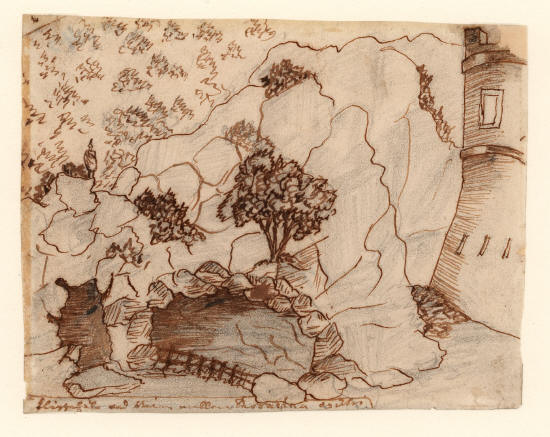 Х.К. Андерсен. Пещера на дороге между Террачиной и Итосом. Ла Портелла-а-Монте-Сан-Бьяджо, Фонди, Италия. 14 февраля 1834 года