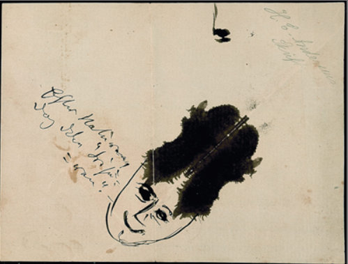 Х.К. Андерсен. Чернильная фигура. Женщина с прической, образованной чернильным пятном. 1871 год