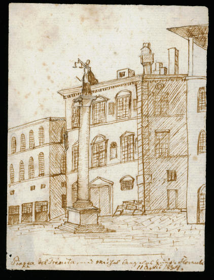 Х.К. Андерсен. Пьяцца дель Тринита с домом Микеланджело во Флоренции, 11 апреля 1834 года