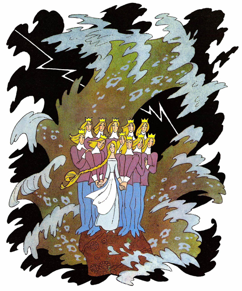 Иллюстрации Э. Булатова и О. Васильева к сказке «Дикие лебеди»
