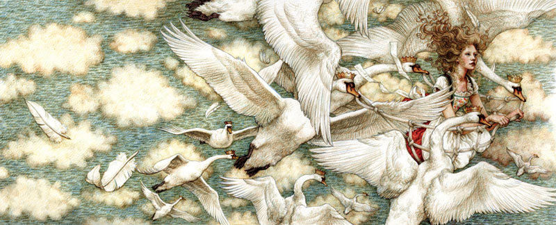 Иллюстрации Энн Ивонн Гилберт к сказке «Дикие лебеди»