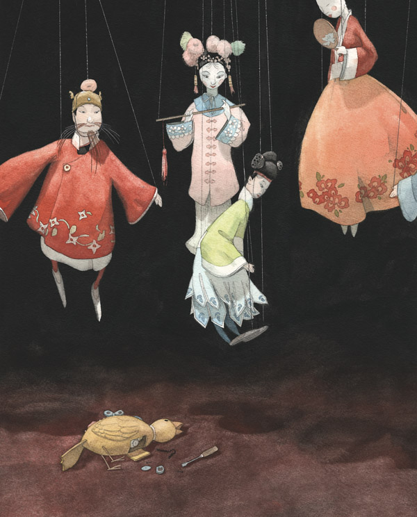 Иллюстрации Квентина Гребэна к сказке «Соловей»