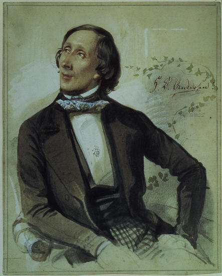 Портрет Х.К. Андерсена акварелью (20 ноября 1845 г.) Художник Карл Хартманн (1718—1857)