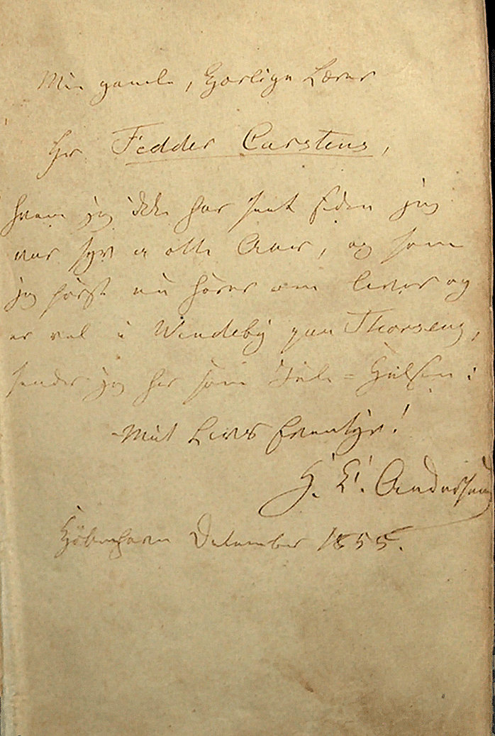 Рождественское послание Х.К. Андерсена Феддеру Карстенсу, 1845 год