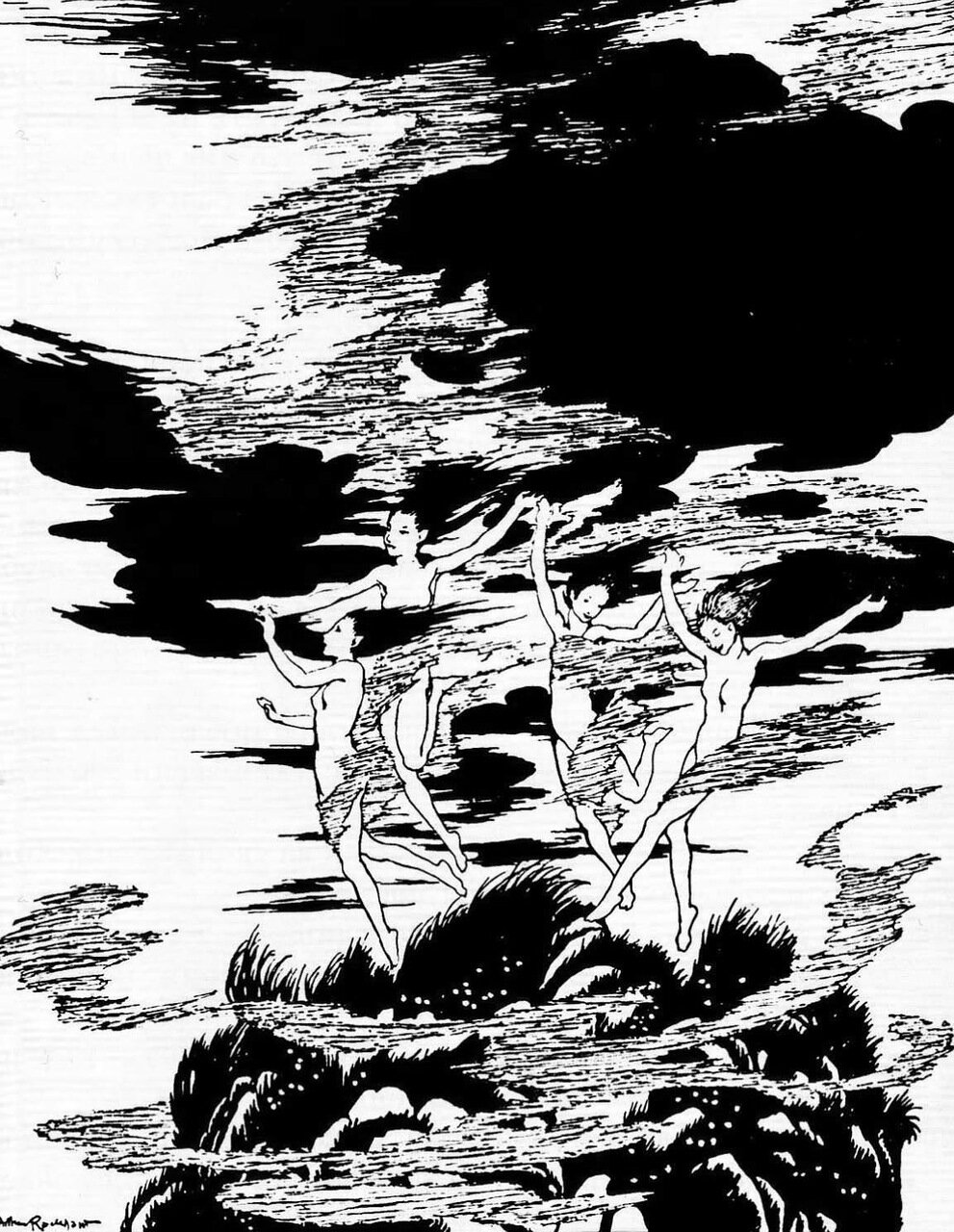 Иллюстрации Артура Рэкхема к сказке «Волшебный холм»